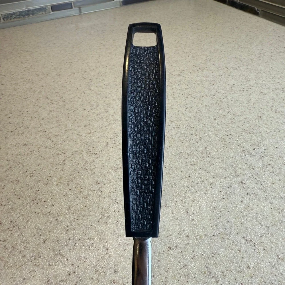 Vintage EKCO Slotted Spoon Chromium Plated Black Handle USA Kitchen Utensil